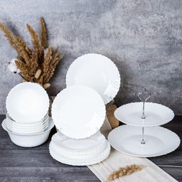 Столовый набор 20 предметов Тюльпан с вазой для фруктов белый / 19/LHK680 (WHITE) - Галеонтрейд фото 2