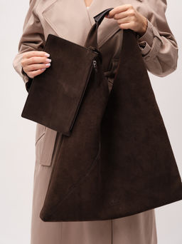 Замшевая сумка Luna DBR 31373 черный каштан фото 3