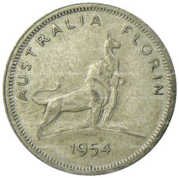 1 флорин (2 шиллинга) 1954 года Австралия  Королевский визит Елизаветы II