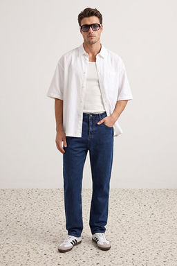 Lacivert Baggy/90s Straight Fit Jeans Bol Kot Pantolon TMNSS24JE00012 - Trendyolmilla фото 2