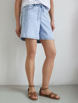 Шорты с резинкой на поясе из облегченного денима