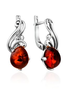 Серьги Медея из натурального янтаря коньячного цвета