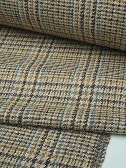 Шерсть пальтово-костюмная Твид Гусиная лапка-клетка цв.коричневый, ш.1.5м, шерсть-50%, п/э-50% - Купава фото 15