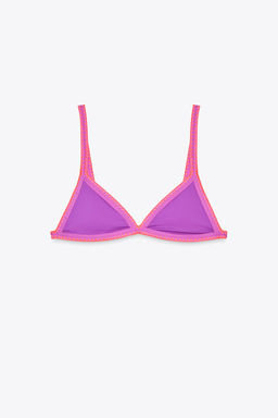CONTRAST TRIANGULAR BIKINI TOP - Zara фото 5