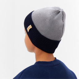 Шапка для мальчика MINAKU: Hello, winter, синяя, серая, размер 52-54 (5-7 лет)