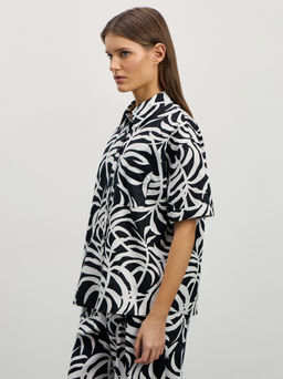 Рубашка из хлопка с принтом / Zarina  фото 4