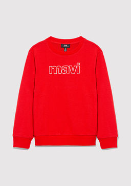 Mavi Logo Bask?l? K?rm?z? Sweatshirt  фото 2