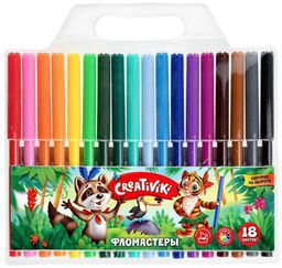Фломастеры Creativiki 18цв. (ФЛВ18КР, 162100) смываемые
