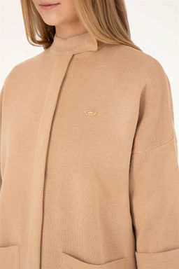 Женский трикотажный кардиган песочного меланжа - U.s. polo assn фото 7