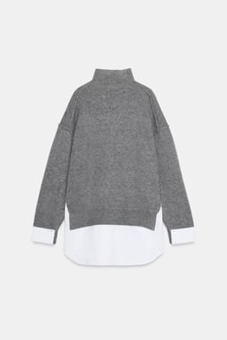 KNIT SWEATER WITH CONTRAST POPLIN - Zara фото 4