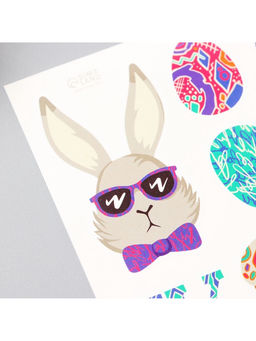 Переводные тату цветные Кролик в очках, временные татуировки, 10?10 см - Арт узор фото 5