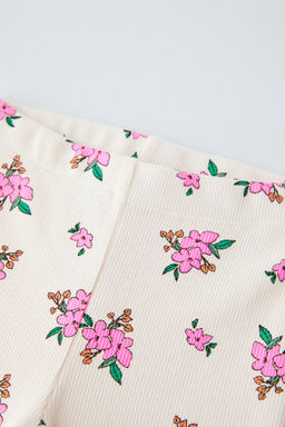 RIBBED FLORAL SHORT LEGGINGS - Zara фото 3