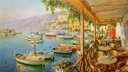 ФРЕЯ Пазл 1000 элемент. PZL-1000/12 Завтрак в кафе у причала