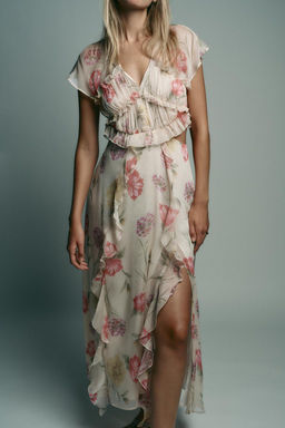 FLORAL PRINT CUT-OUT MIDI DRESS - Zara фото 3