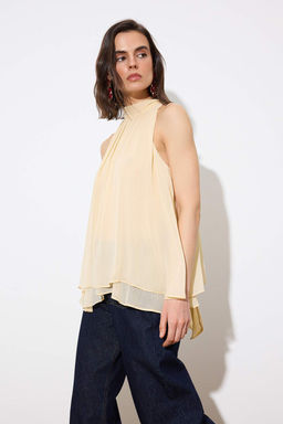 Limited Edition Pudra Yakas? Baglama Detayl? Ucus Ucus Astarl? Sifon Dokuma Bluz TWOSS26BZ00328