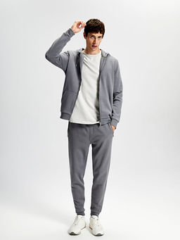 Kap??onlu Uzun Kollu Erkek Kal?n Fermuarl? Sweatshirt