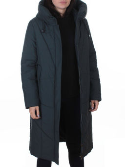 A616 BLUE/GRAY Пальто зимнее женское (верблюжья шерсть, 120 гр. холлофайбер)
