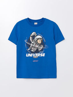 Bisiklet Yaka Bask?l? K?sa Kollu Erkek ?ocuk Ti??rt