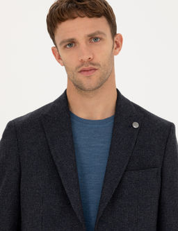 Lacivert Slim Fit Y_n Kar___ml_ Ceket