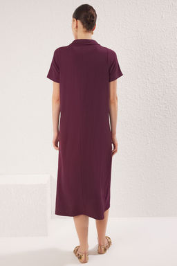 Murdum Polo Yaka K?sa Kol Midi Burumcuk/Dokulu Orme Elbise TWOSS24EL00478 - Trendyolmilla фото 6