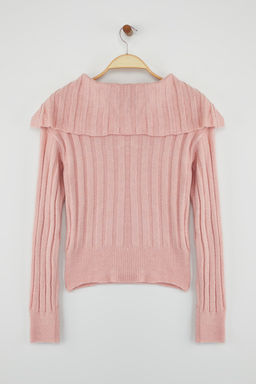 Teen Pembe Yumusak Dokulu Crop/K?sa Triko Kazak TWOAW26KZ00138 - Trendyolmilla фото 6