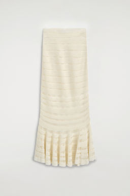 LADDER-STITCH KNITTED MIDI SKIRT