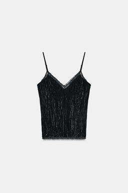 VELVET LACE TOP ZW COLLECTION - Zara фото 4