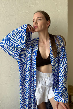 Кимоно BEACH069/02/Белый, синий - M&G all natural фото 4