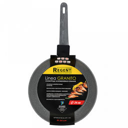 Сковорода с антипригарным покрытием Granito д24см, h4,8см, s2,6мм, дно s3,2мм, индукционное дно д17,5см, кованный алюминий, бакелитовая ручка с покрытием soft-touch, Regent (Китай) Подходит для всех видов плит, включая индукционную. - Домашняя мода фото 2