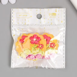 Цена за 4 шт. Декор для творчества акрил Пластилиновые цветочки, 0.2?3.5?3.9 см