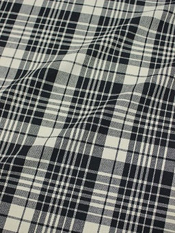 Фуле Клетка цв.чернильно-черный/сливочный, ш.1.45м, хлопок-100%, 160гр/м.кв