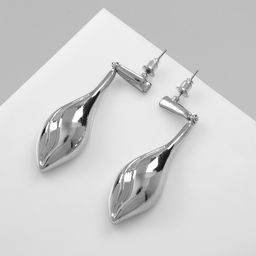 Серьги металл Абстракция свёрнутый лист, цвет серебро