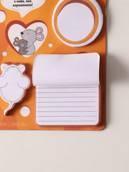 Цена за 2 шт. Магнит на холодильник с блоком для записей и стикерами «Оссыыреваю с тебя, моя вкуснятинка!», 10×12 см