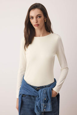 Tas-Bordo Ikili Paket Kay?k Yaka Fitted/Vucuda Oturan Orme Bluz TWOAW25BZ00062