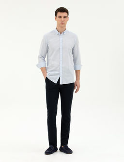 A__k Mavi Slim Fit Uzun Kollu G_mlek