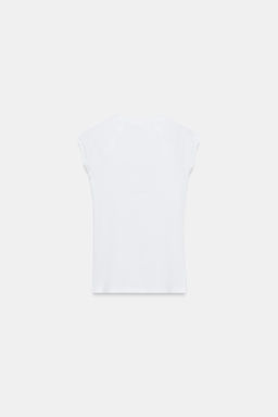 CAMISETA EFECTO LAVADO MANGA RANGL?N / Blanco - Zara фото 7