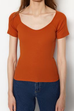 Tarc?n Fitted/Vucuda Oturan Fitilli Pamuk Esnek Orme Bluz TWOSS21BZ0579