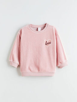 Bisiklet Yaka Bask?l? K?z ?ocuk Sweatshirt