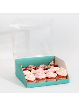 Цена за 5 шт. Коробка кондитерская с пластиковой крышкой, упаковка, «Тиффани», 25×22.5×10 см