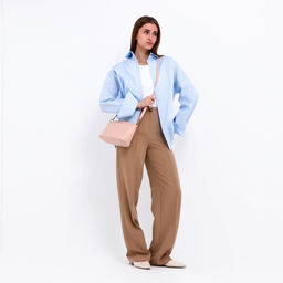 Сумка женская кросс-боди на молнии, 23×9×15 см, пудровая