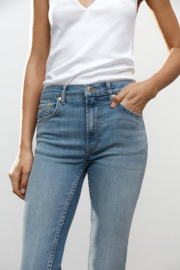 ZW COLLECTION BOOTCUT HIGH-WAIST CROPPED JEANS - Zara фото 3