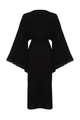 Plaj Giyim Siyah Kusakl? Maxi Dokuma F?rf?rl? Flaml? Pamuk Kimono&Kaftan TBESS24KM00026 - Trendyolmilla фото 9