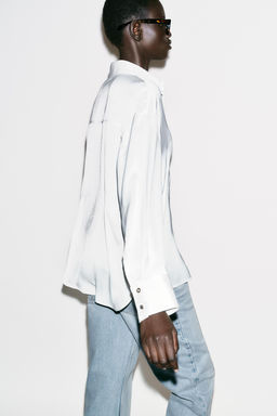 CONTRAST BUTTON SATIN SHIRT - Zara фото 5