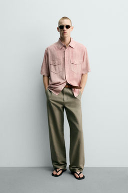 CAMISA RELAXED FIT EFECTO LAVADO / Rosa pastel - Zara фото 2