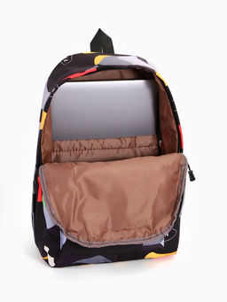 Рюкзак школьный на молнии, с карманами, с абстрактным рисунком, размер 30?13?42 см, с принтом, чёрный