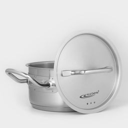 Кастрюля Катунь «Общепит», 1 л, d=14 см, с крышкой, капсульное дно, индукция, нержавеющая сталь, хромированная