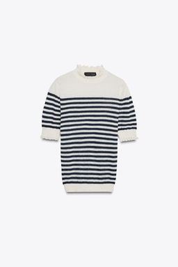 STRIPED KNIT TOP WITH FRILLS - Zara фото 6