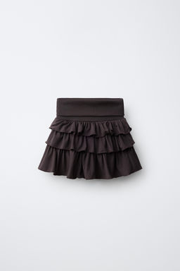 FALDA VOLANTES CINTURA VUELTA / Marr?n