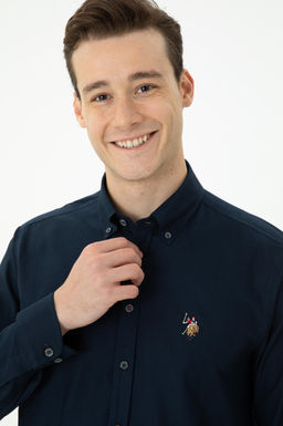 U. S. Polo Assn / Мужская темно-синяя базовая рубашка с длинным рукавом - U.s. polo assn фото 8