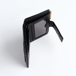 Кошелёк женский на кнопке, 12.5×2×9 см, однотонный, чёрный